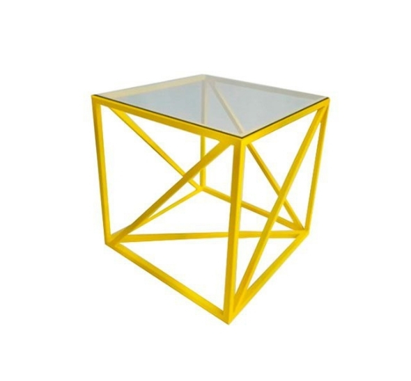 Журнальный стол Loft со стеклом жёлтый