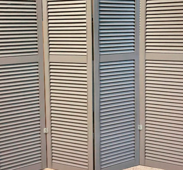 Складная ширма серебряная