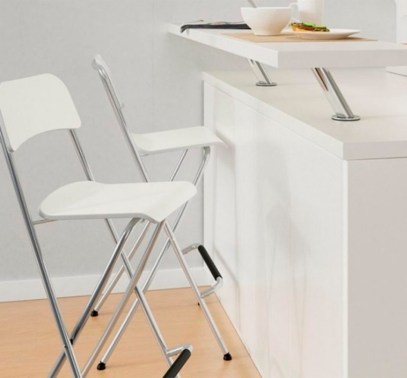 Стул барный складной Франклин белый с серыми ножками