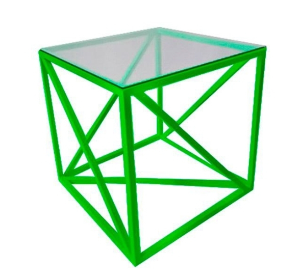 Журнальный стол Loft со стеклом зелёный