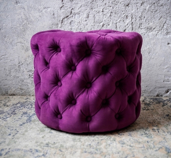 Пуфик Вельвет круглый Пурпурный