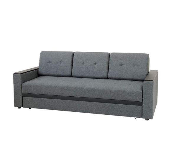Диван-кровать серый тканевый