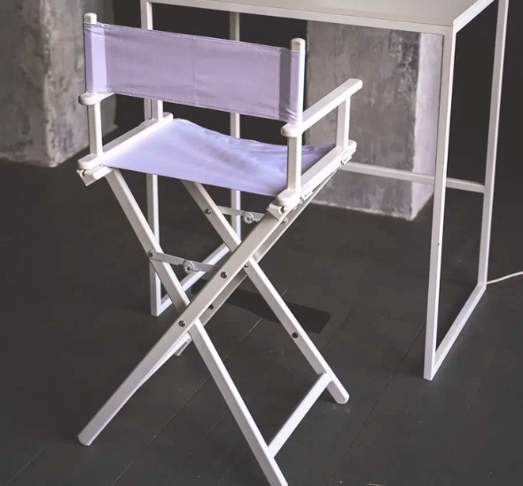 Стул визажиста складной белый