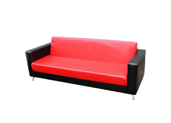 Диван Cube из экокожи трехместный красно-черный