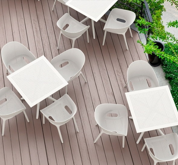 Пластиковый квадратный стол 90x90 см белый