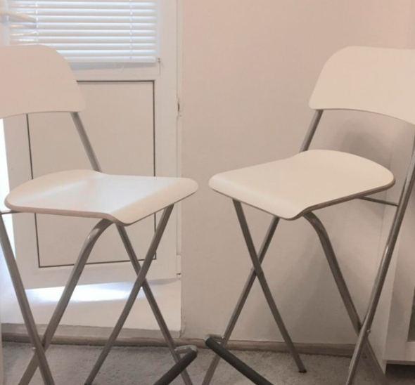 Стул барный складной Франклин белый с серыми ножками