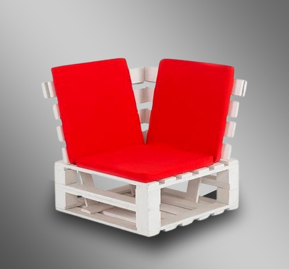 Диван из белых паллет (угловой сегмент)