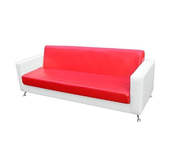 Диван Cube из экокожи трехместный красно-белый