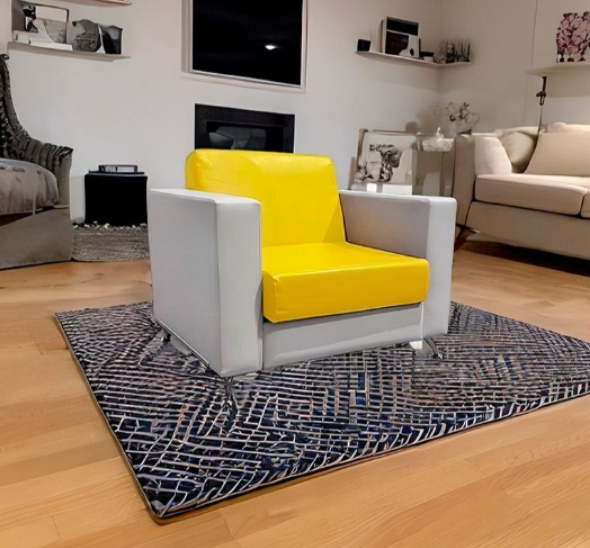 Кресло Cube желто-белое