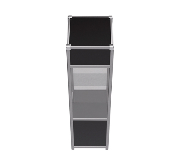 Витрина высокая черно-серебристая