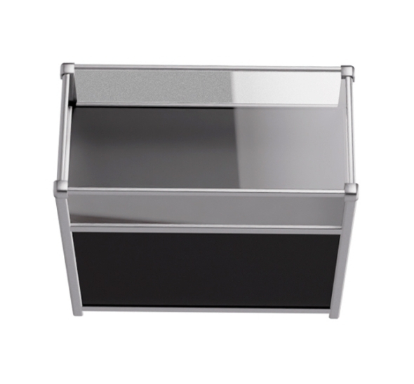 Витрина низкая прямоугольная черно-серебристая