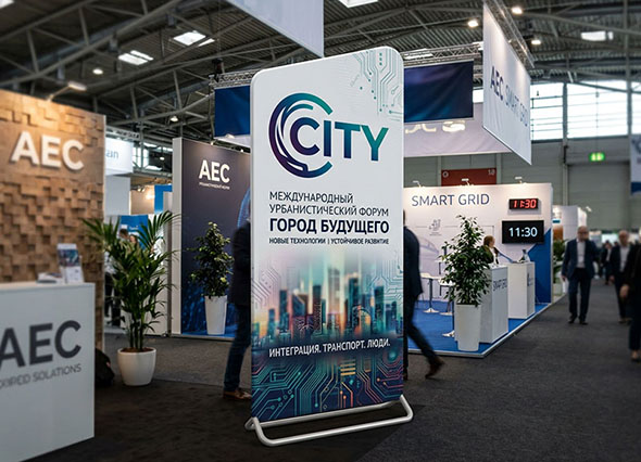 Мобильный стенд City с двусторонней печатью