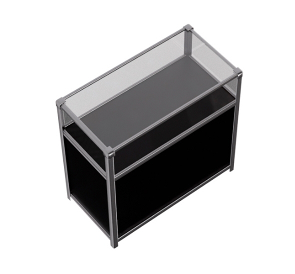 Витрина низкая прямоугольная черно-серебристая