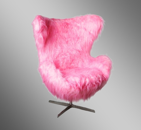 Кресло Egg Shaggy Розовое